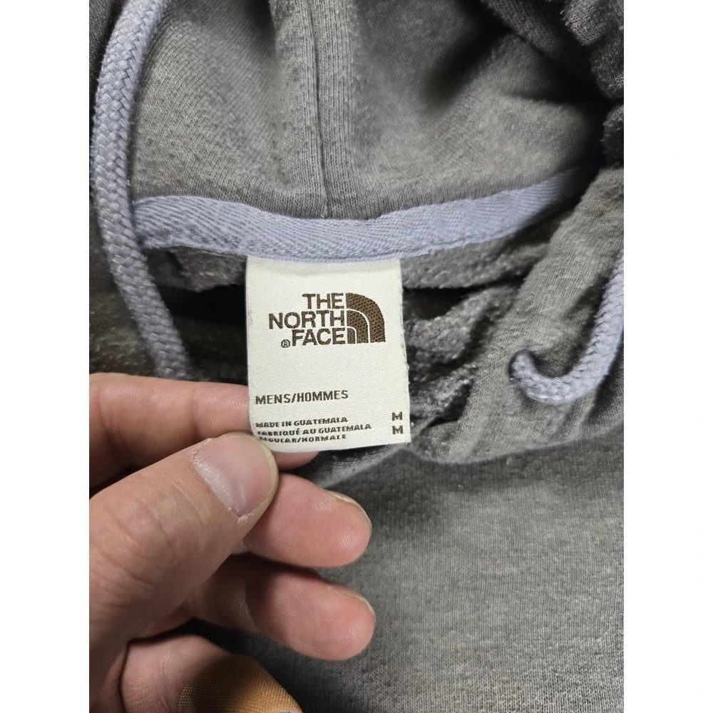 The North Face Hoodie Mens Medium Gray Pullover Sweatshirt Small Logo‎ Patch